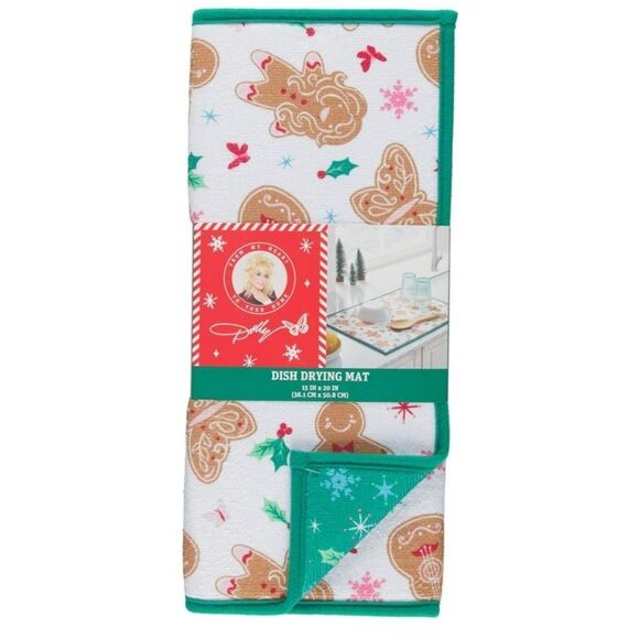 Dolly Parton Gingerbread Man & Guitar Holiday Drying Mat - Picture 3 of 7